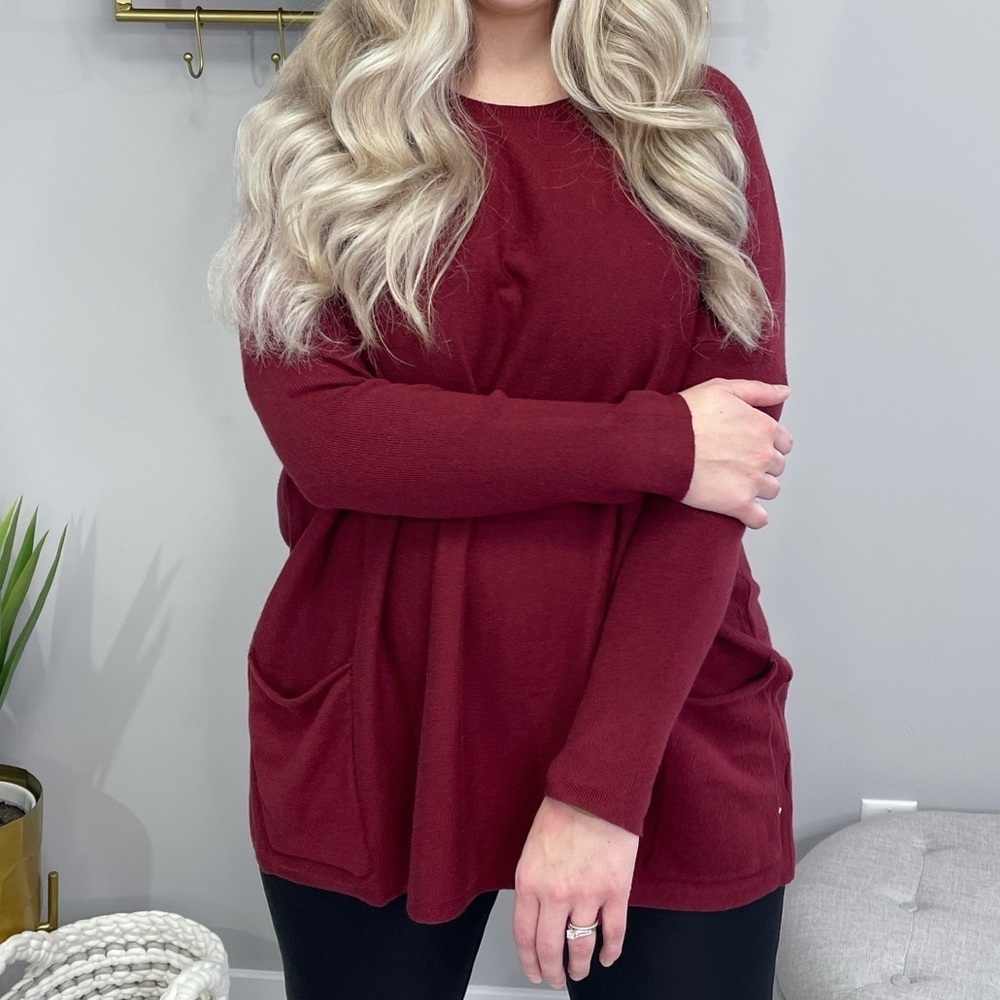 Burgundy Long Sleeve Top - Picture 2 of 4